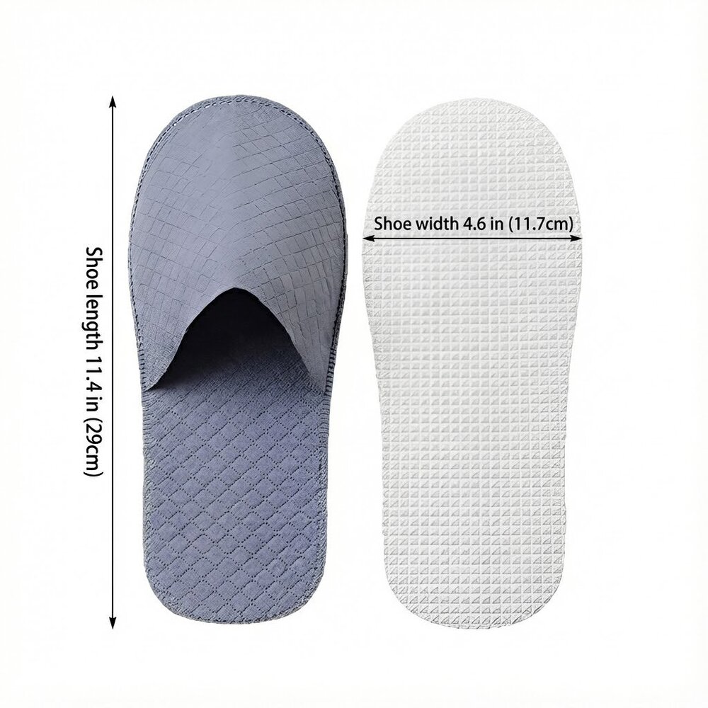Quilted Closed Toe Slippers with Anti-Slip Sole for Guests,Travel (Unisex) - Picture 4 of 9